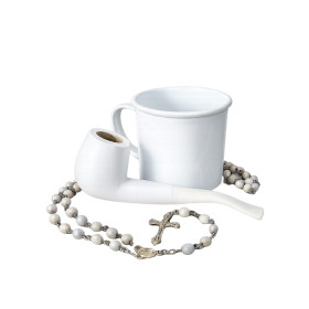 Kit Preto Velho - Cachimbo Branco / Caneca Esmaltada 06CM / Rosário